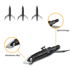12Pcs 2 Blade Expandable Arrows Broadheads Arrowheads 100 Grain Hunting w/ Box