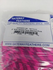 100pk Gateway Feathers 4″ Right Wing: Shield Faux Barred Pink 400RSBFP-100