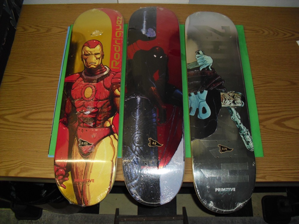 3 Primitive Möebius Skateboard Deck all NEW SEALED! Punisher Spider-Man Iron Man