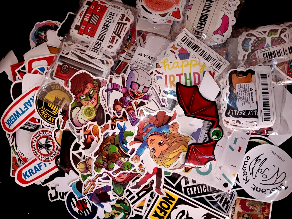 RANDOM FUNNY TOON/BAND/LAPTOP SKATEBOARD GRAPHIC MATTE/GLOSSY STICKER 5-PACK