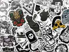 1000 Random Bulk Gothic Stickers Lot Goth Pack Dark Horror Theme Punk Decals