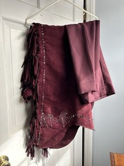 Burgundy Western Outfit – Hobby Horse Jacket- Custom Crystal Chaps- Animal Print