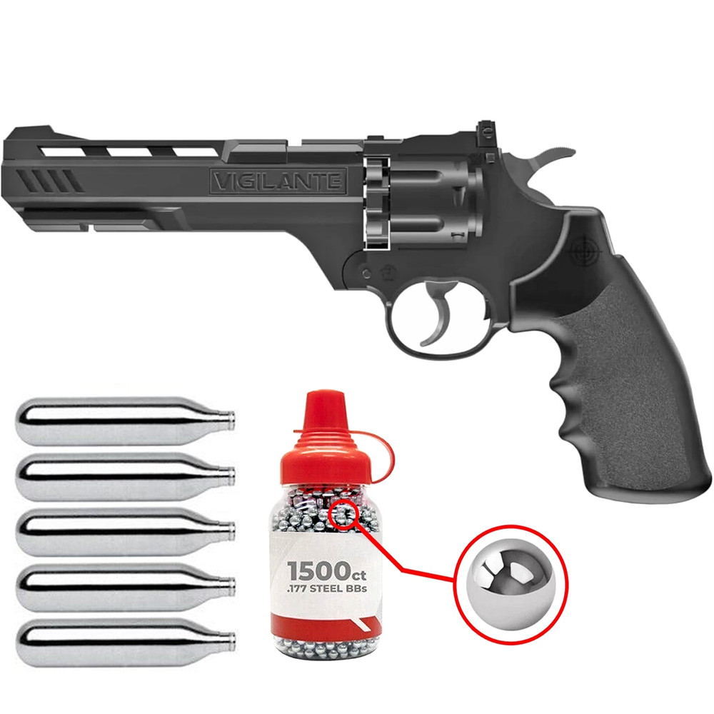 Crosman Vigilante .177 Cal Air Pistol CO2 BB Gun w/ 1500 BBs & 5 CO2 (CCP8B2)