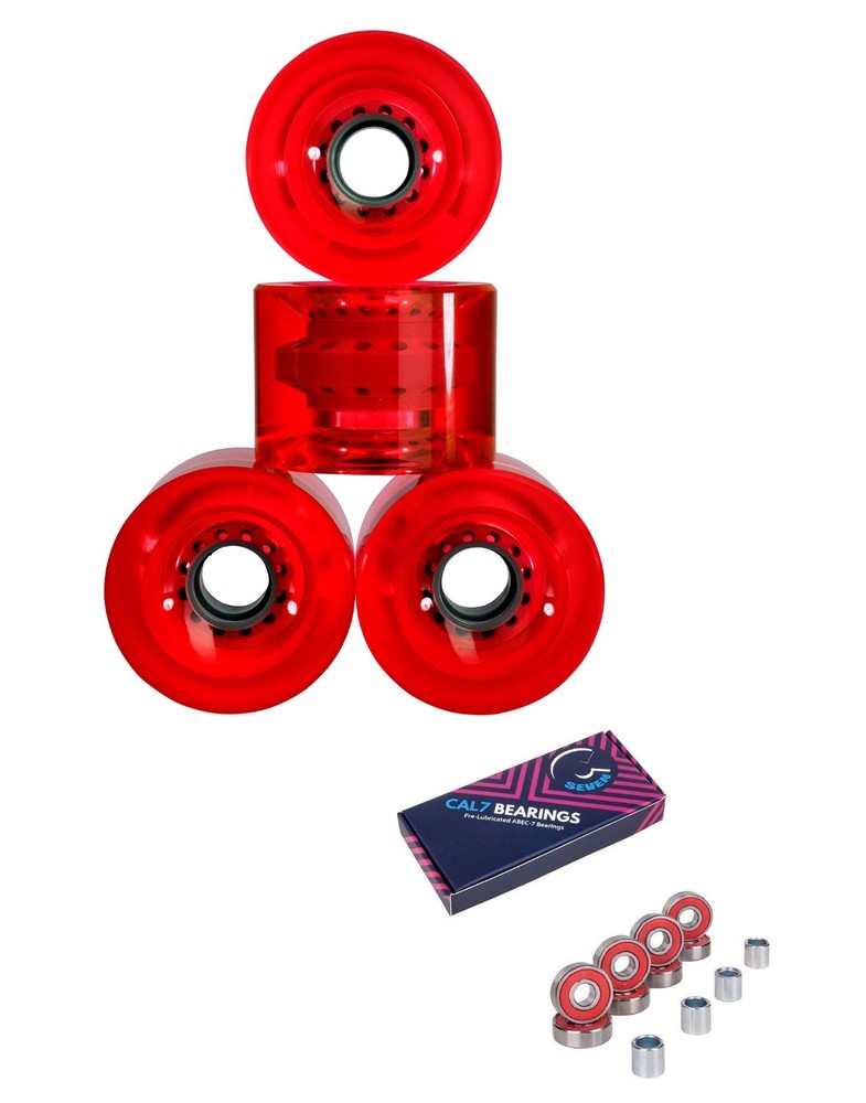 Cal 7 Skateboard Cruiser Clear RedColor 70mm 83a Wheel With Bearing