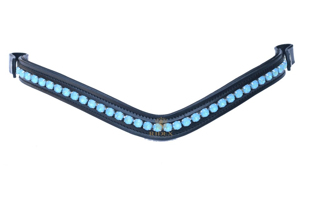 Designer Gorgeous Crystal Horse Leather snap Browband for Horse Bridle.