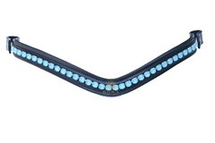 Designer Gorgeous Crystal Horse Leather snap Browband for Horse Bridle.
