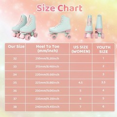 Xudrez Roller Skates For Girls And Women Light Green Pu Leather Indoor Outdoor