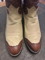 Tony Lama 6214 Western Boots Mens 11D Cowboy Brown Lizard Snip Toe Vamp USA Made