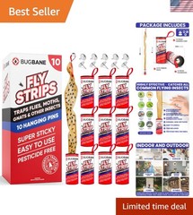 Versatile 10 Pack Fly Strips – Safe Indoor & Outdoor Sticky Pest Control