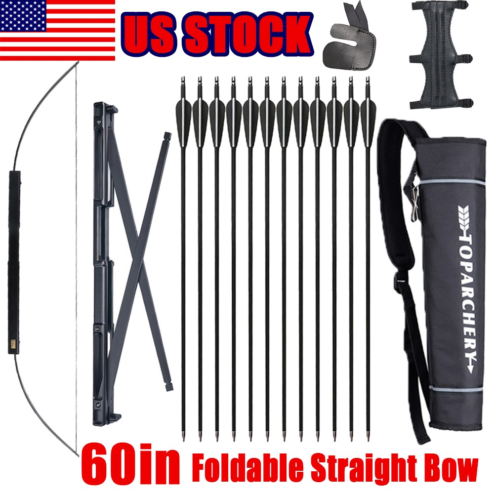 60″ Archery Foldable Bow Straight Bow Outdoor Portable Hunting Bow Right Hand US