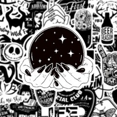 100Pcs Black and White Punk Kids Stickers Anime Cartoon Waterproof for Laptop