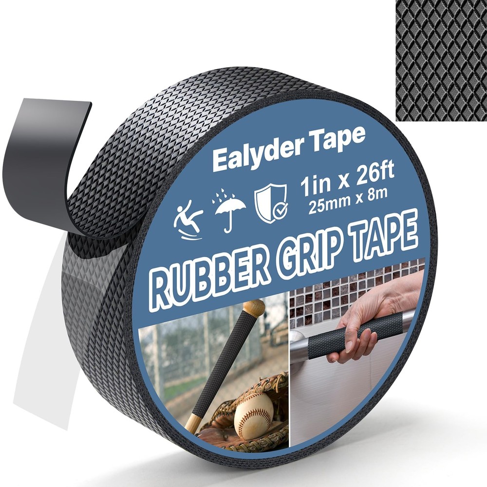 1 Inch x 26 FT Rubber Grip Tape, Black 1 x 26 FT,