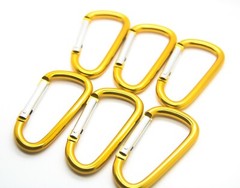 Pack of 6 pcs 3″ Aluminum Carabiner Spring Belt Clip Key Chain D Shape Gold NEW