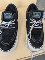 Nike SB Stefan Janoski Black Suede Skate Shoes Teal Swoosh US 8.5 D