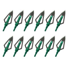 12Pcs Peeling Green Hunting Broadheads 100 Grain 0.9″ Cut Archery Arrowheads Tip
