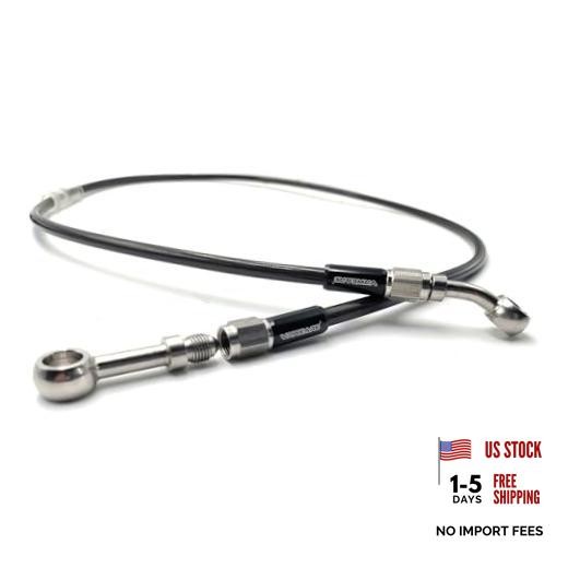 AN3 M10 Black Stainless Steel Braided Motorcycle Brake Line Oil Hose 120 cm