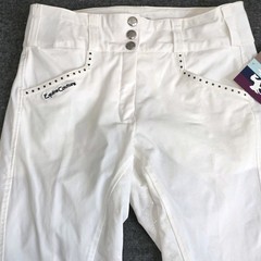 New EQUINE COUTURE White Nicole Full Silicone Printed Seat Breeches Womens 26