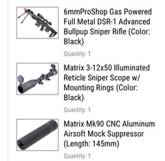 6mmProShop Gas Powered Full Metal DSR-1 AdvancedBullpup Sniper Rifle (Color: