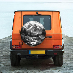 Spare Tire Cover Abstract Moon Mountain Tree Landscape Wheel Covers Weatherproof