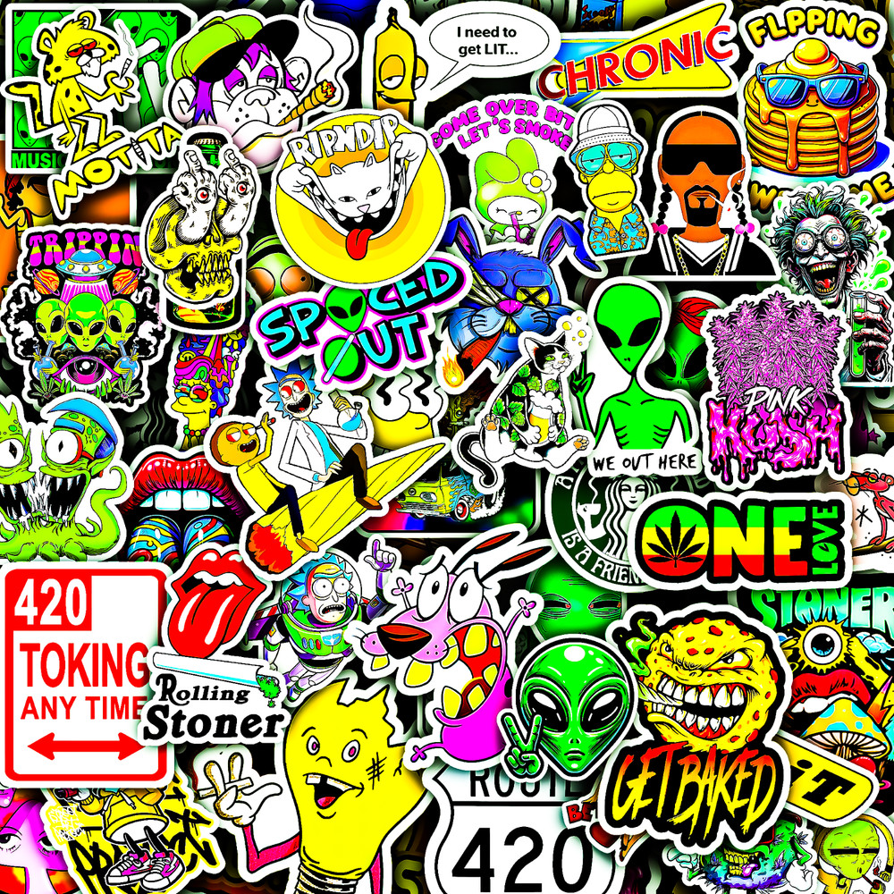 50 pcs Random Vinyl Stickers Pack Graffiti Urban Decals for Laptops, Skateboards