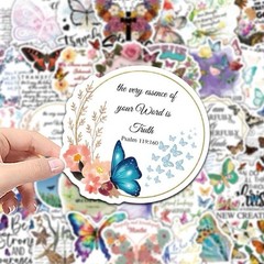 30Pcs Random Aesthetic Butterfly Inspirational Bible Verse Waterproof Stickers