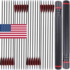 Archery 30″ Carbon Arrows Turkey Feather 48pcs Compound Recurve Bow Shot Quiver