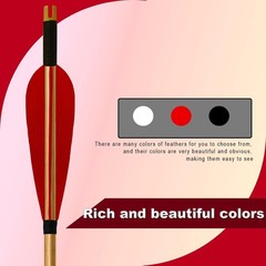 12Pcs 33″ Wooden Arrow LongBow Hunting Red Lightning Turkey Feather Fletching