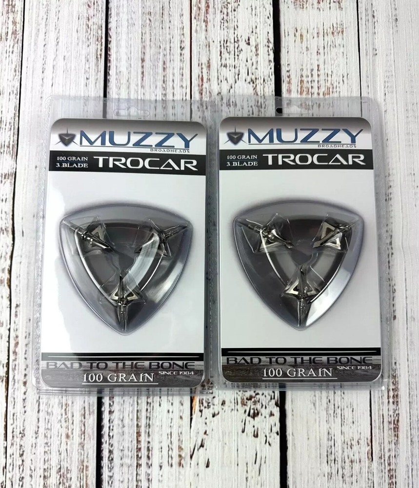 2 packs 🏹🎯 Muzzy 3 BLADE Trocar 100 Grain Archery Hunting Fixed Broadhead 🏹🎯