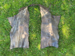 Vintage Adult Brown Leather Chaps Talon Zipper Western Wear Cowboy Weathered