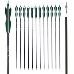 31″ Carbon Hunting Arrows with 5″ Turkey Feathers, Pack of 12 | Spine 500, Ar…
