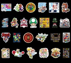50pcs Super Mario Kart Removable Wall Decal Stickers Luggage Laptop Bottle Party