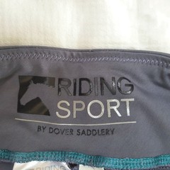 Riding Sport Dover Saddlery Gray Teal Full Seat Silicone Grip Riding Pants L