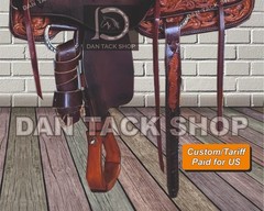Western Ranch Leather Horse Saddle with Tack Set Free shipping