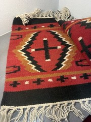 Set Of 2: Hand Woven Wool Saddle Blanket Rugs Navajo Southwest ~16×20” Decor