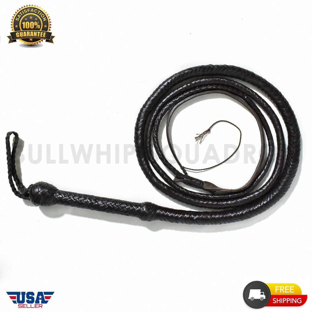 BULL WHIP 04 Feet long 16 Plaits Cow Hide Leather CUSTOM BULLWHIP DARK BROWN