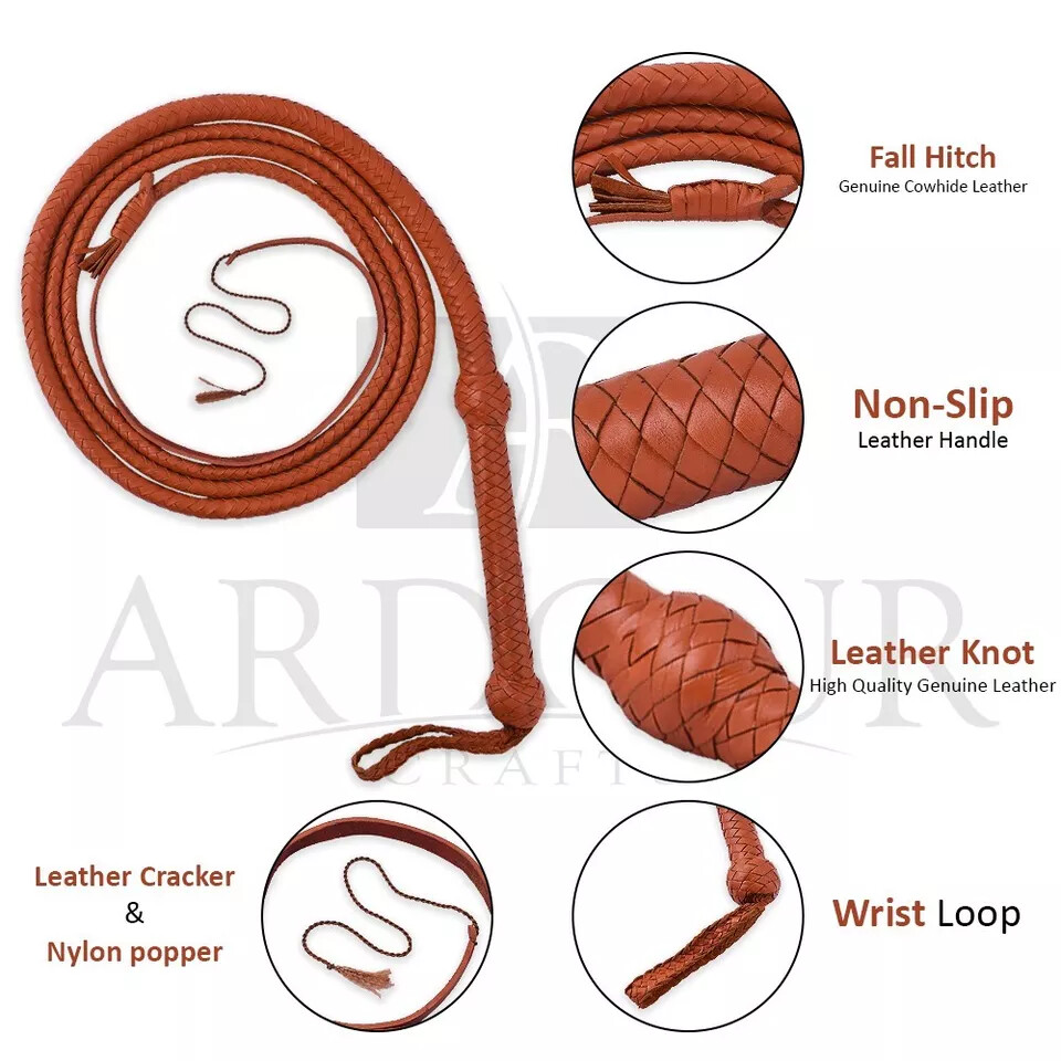 Cow Hide Leather Bullwhip 04 TO 10 Feet Long 12 Plaits Heavy Duty Whips