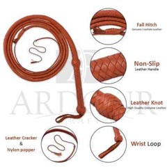 Cow Hide Leather Bullwhip 04 TO 10 Feet Long 12 Plaits Heavy Duty Whips