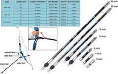 Archery Bow Stabilizer Balance Bar Rod System 3-30 Inch Carbon Fiber Stabilizer