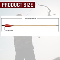 12Pcs 33″ Wooden Arrow LongBow Hunting Red Lightning Turkey Feather Fletching