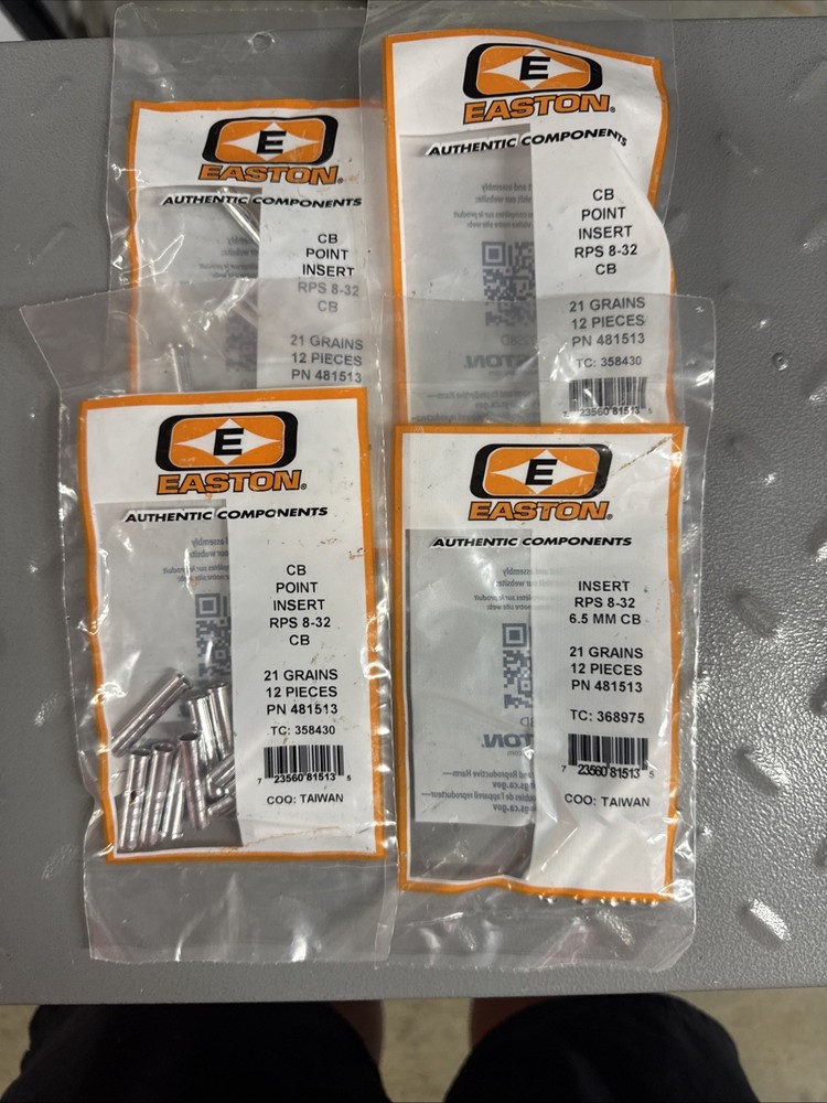 4 Packs Easton CB Point Insert RPS 8-32 PN 481513 TC 358430 21 Grains – 6.5mm