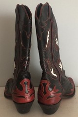 Vintage Black & Red Leather Code West By Dan Post Inlay Cowboy Boots-Size 6
