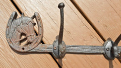Wall Mount Coat Rack 23in long Metal Horse Head 3 Hook