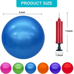 6Inch Inflatable Bouncy Balls Set with Hand Pump 6 Pieces, Blue