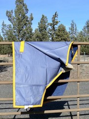 Gore-Tex Turnout Rug Dover Saddlery Classic Cover-Ups 76″ Blue Yellow Trim