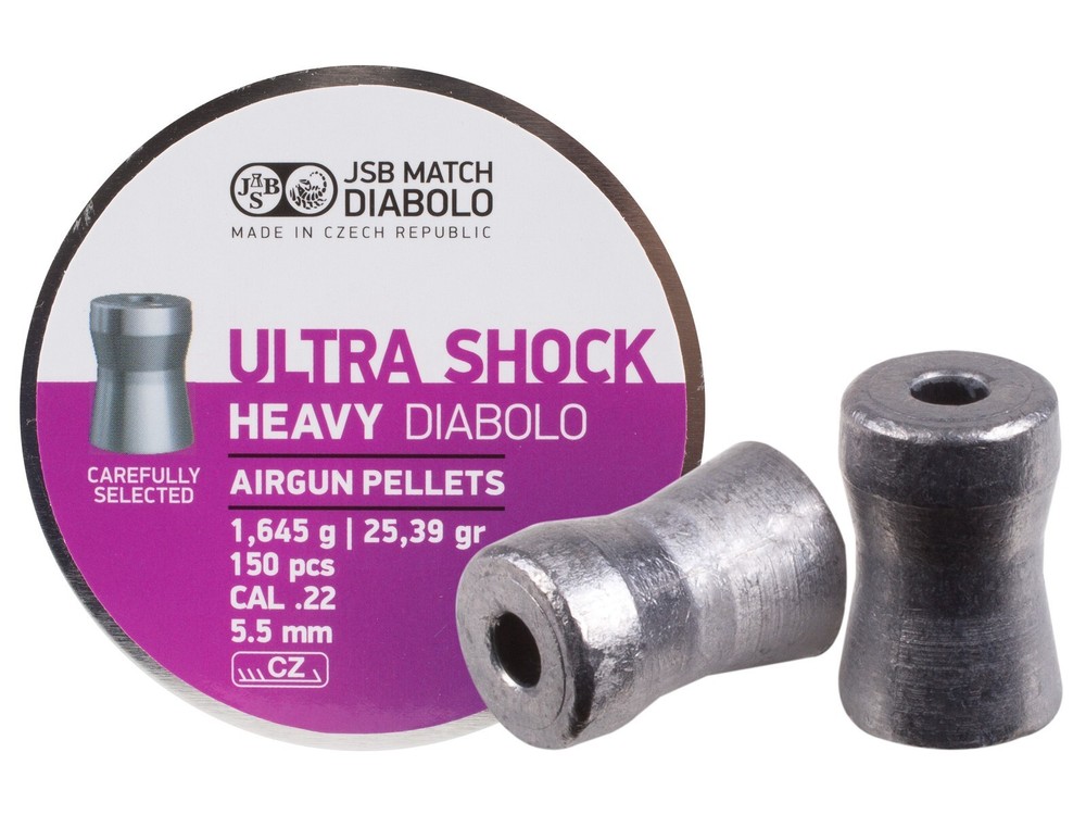JSB ULTRA SHOCK Match Heavy 150 Count HOLLOW POINT 5.5mm .22 Caliber Air Pellets