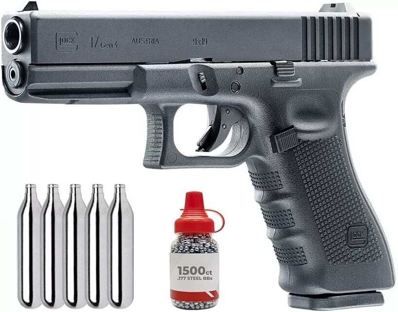 Umarex GLOCK 17 Gen4 .177 Cal Blowback Air Pistol w/5×12 CO2 and 1500 BBs Bundle