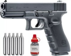Umarex GLOCK 17 Gen4 .177 Cal Blowback Air Pistol w/5×12 CO2 and 1500 BBs Bundle