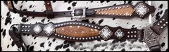 Showman Leather Headstall/Breast Collar w/ Cowhide Inlays & Crystal Rhinestones