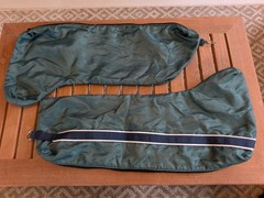 Dover Saddlery tall boot bags, equestrian, fleece lined, Green, good condition