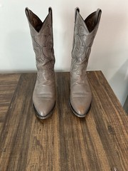 Tony Lama Western Boots Gray Leather Embroidered Pointed Toe 11.5D 62080